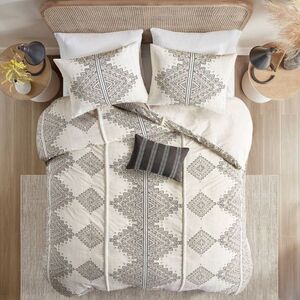 Madison Park Cream and Gray Comforter Set
